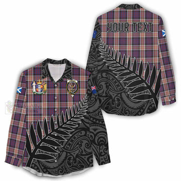 Carnegie Crest Tartan Women's Casual Shirt with New Zealand Silver Fern Half Style