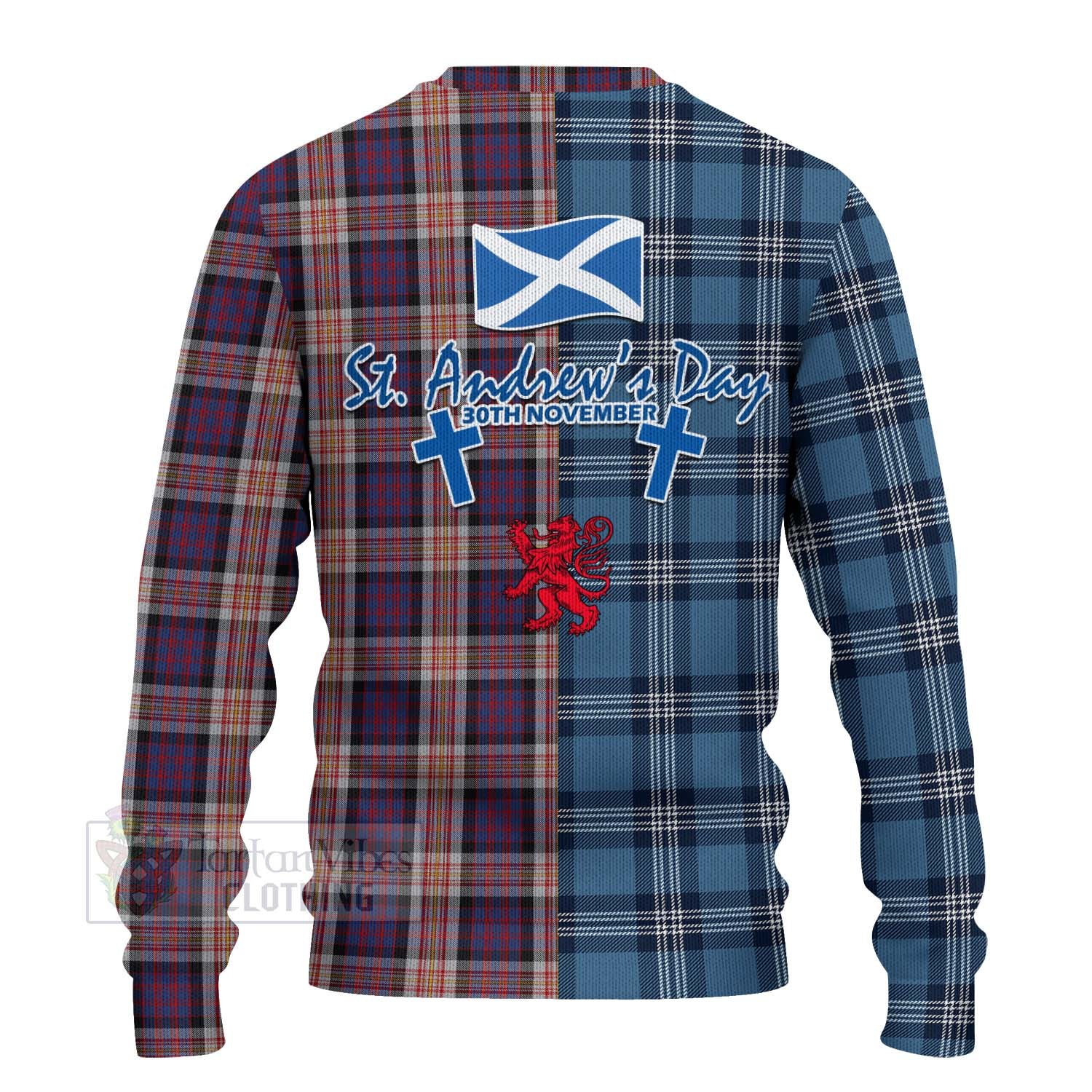 Tartan Vibes Clothing Carnegie Tartan Knitted Sweater Happy St. Andrew's Day Half Tartan Style