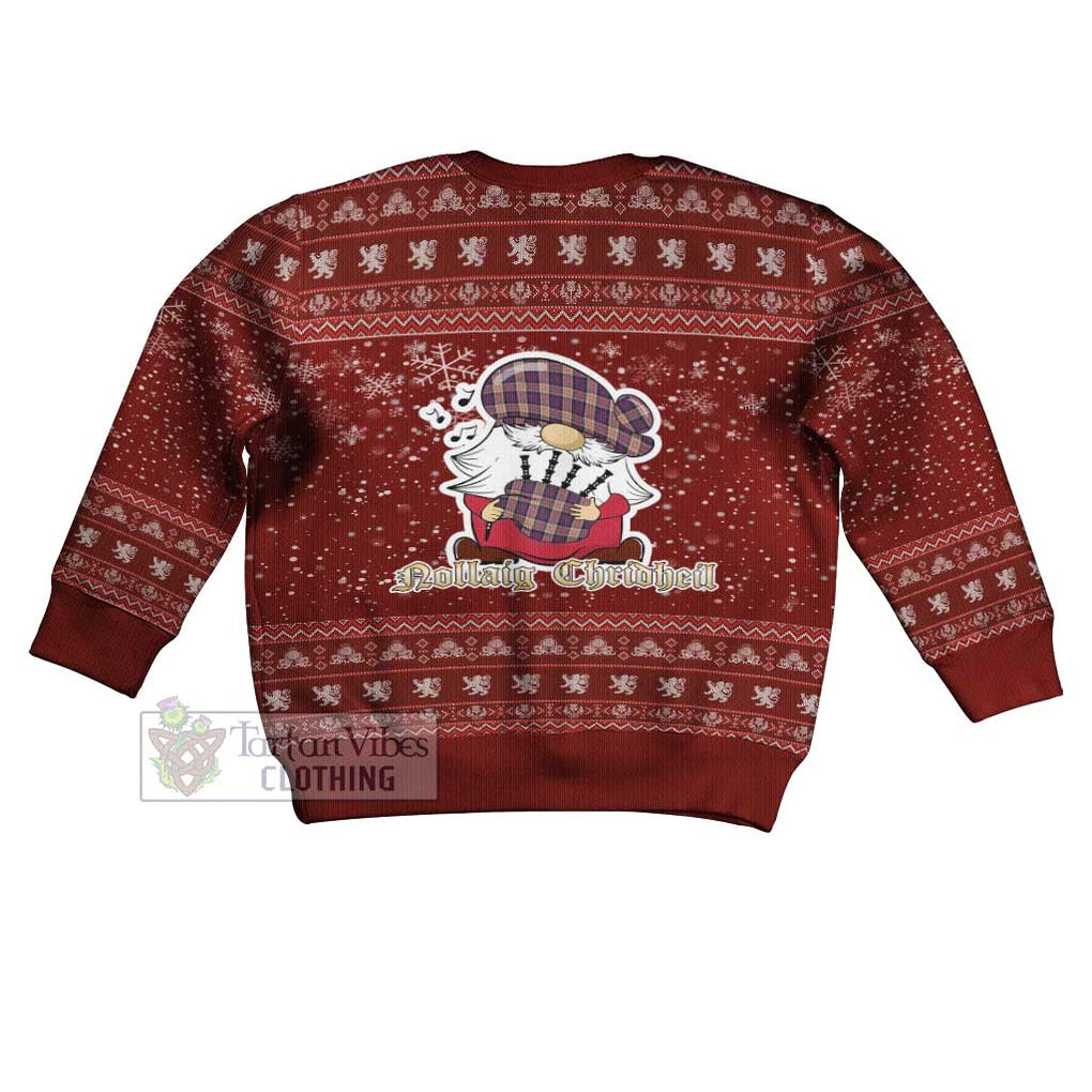 Tartan Vibes Clothing Carnegie Clan Christmas Kid Ugly Sweater with Gnome Playing Bagpipes