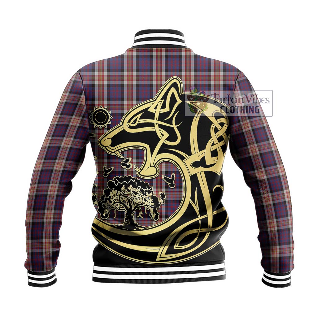 Tartan Vibes Clothing Carnegie Tartan Baseball Jacket with Family Crest Celtic Wolf Style