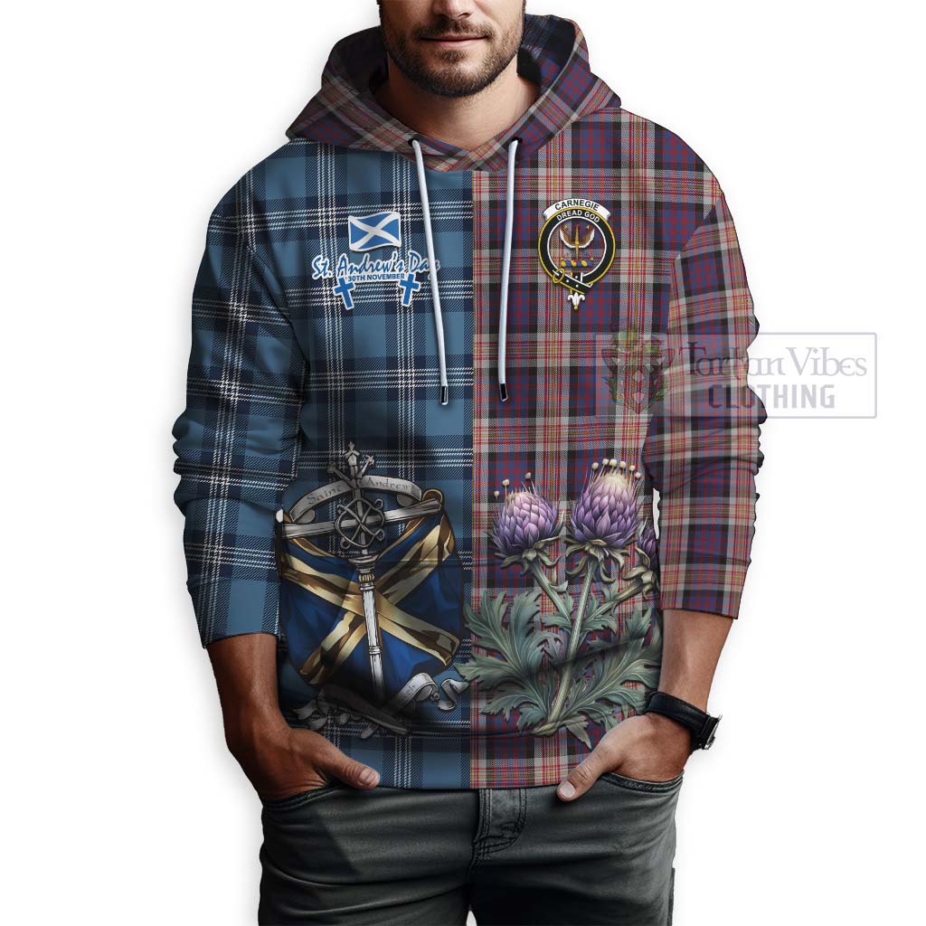 Tartan Vibes Clothing Carnegie Tartan Hoodie Happy St. Andrew's Day Half Tartan Style