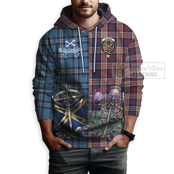 Carnegie Tartan Hoodie Happy St. Andrew's Day Half Tartan Style