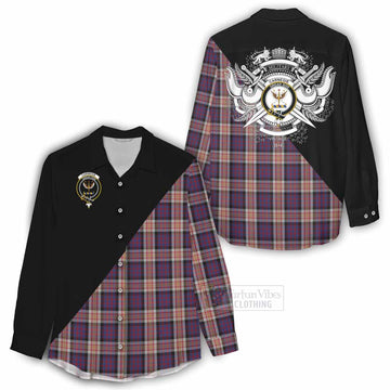 Carnegie Tartan Women's Casual Shirt with Family Crest and Military Logo Style