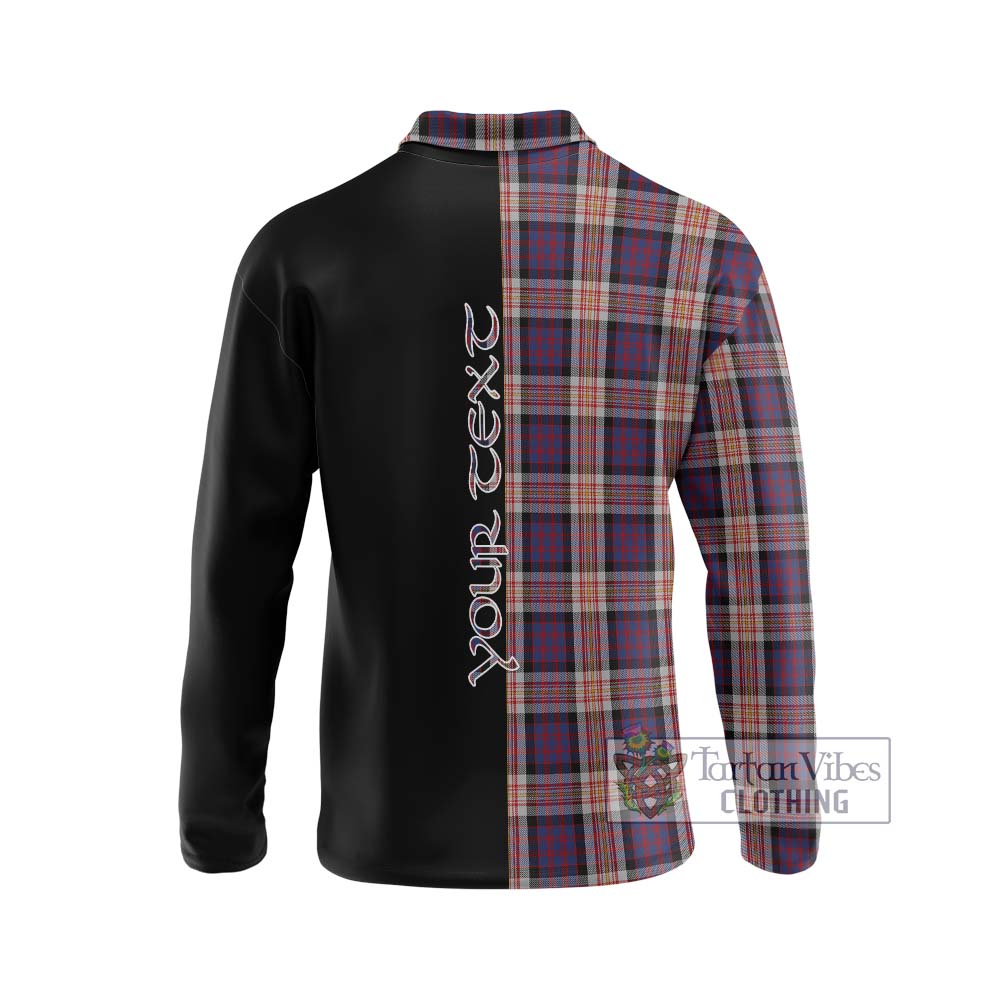 Carnegie Tartan Long Sleeve Polo Shirt with Family Crest and Half Of Me Style - Tartanvibesclothing Shop