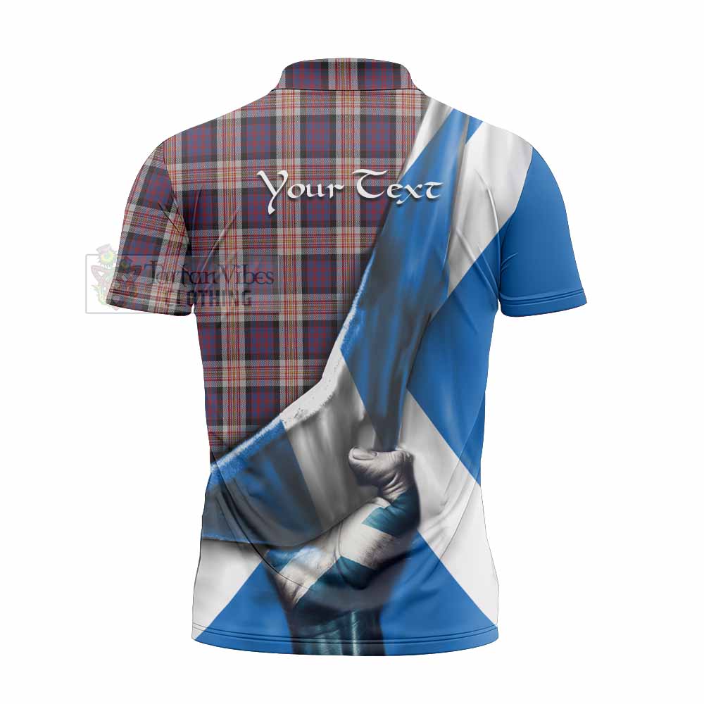 Tartan Vibes Clothing Carnegie Tartan Zipper Polo Shirt with Family Crest Scotland Patriotic Style