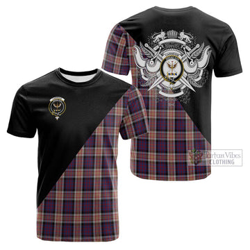 Carnegie Tartan Cotton T-shirt with Family Crest and Military Logo Style