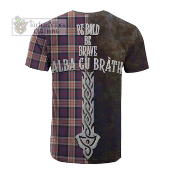 Carnegie Tartan Family Crest Cotton T-shirt Alba Gu Brath Be Brave Lion Ancient Style - Tartan Vibes Clothing