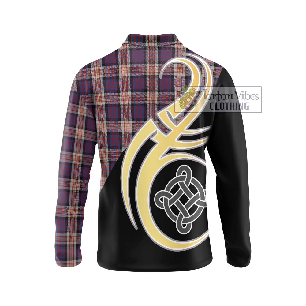 Carnegie Tartan Long Sleeve Polo Shirt with Family Crest and Celtic Symbol Style - Tartan Vibes Clothing