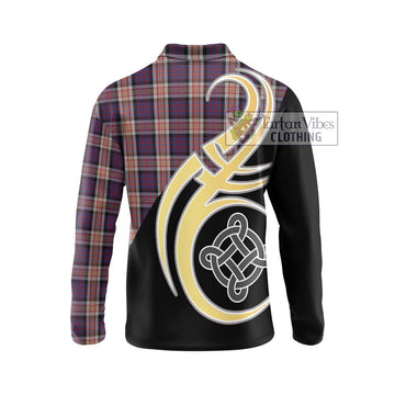 Carnegie Tartan Long Sleeve Polo Shirt with Family Crest and Celtic Symbol Style