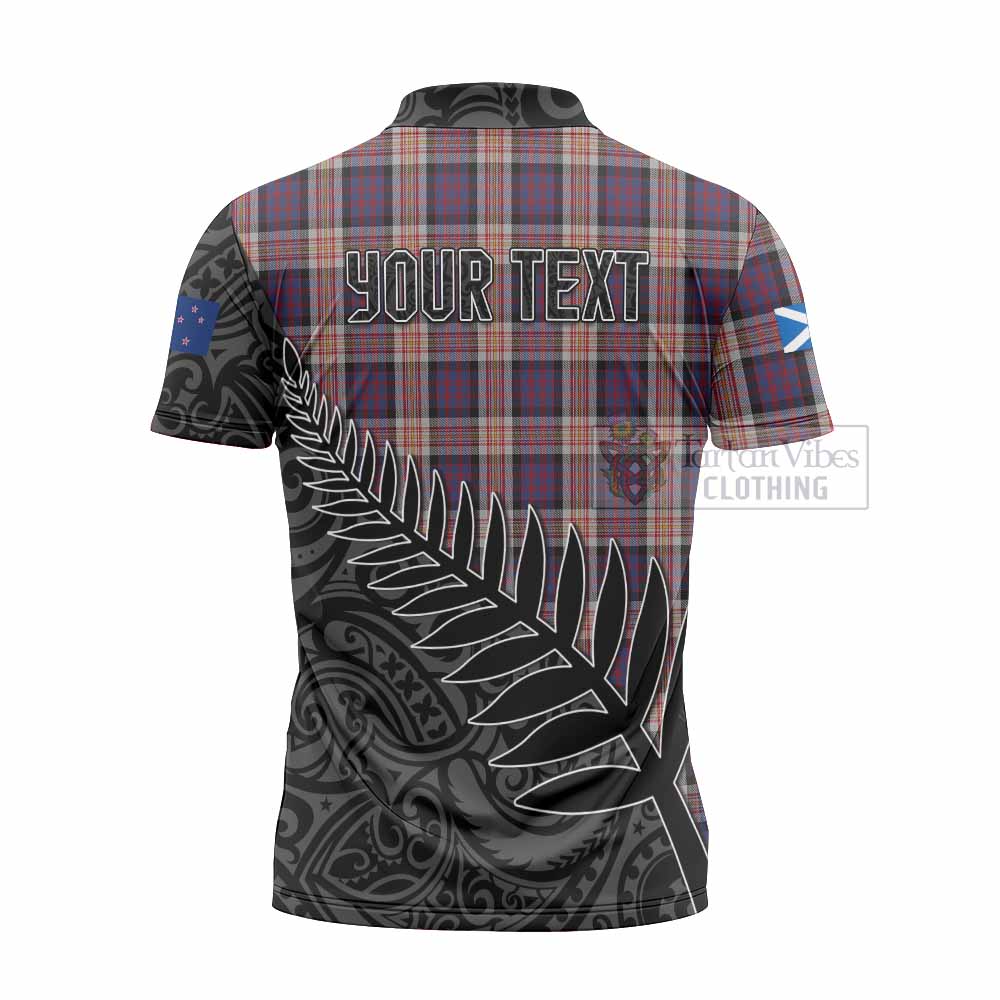 Tartan Vibes Clothing Carnegie Crest Tartan Zipper Polo Shirt with New Zealand Silver Fern Half Style