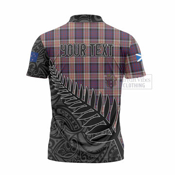 Carnegie Crest Tartan Zipper Polo Shirt with New Zealand Silver Fern Half Style