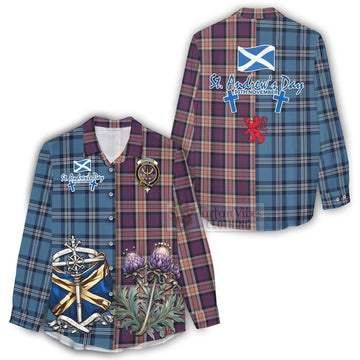 Carnegie Tartan Women's Casual Shirt Happy St. Andrew's Day Half Tartan Style