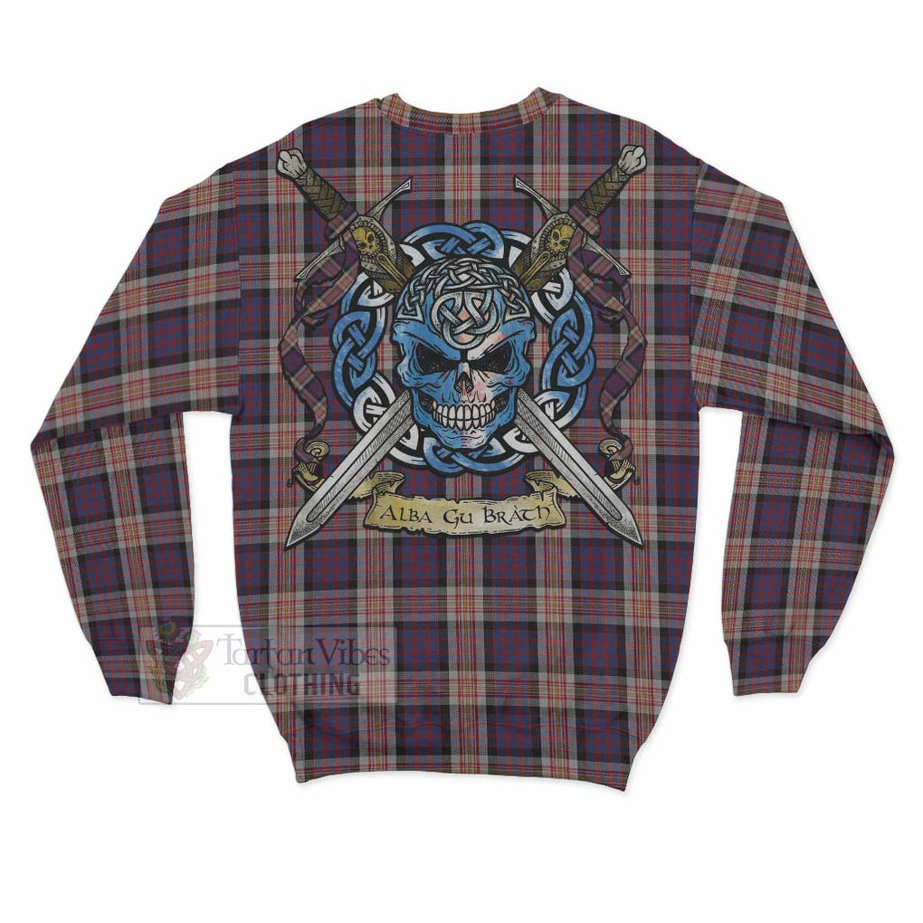 Tartan Vibes Clothing Carnegie Tartan Sweatshirt with Family Crest Celtic Skull Style