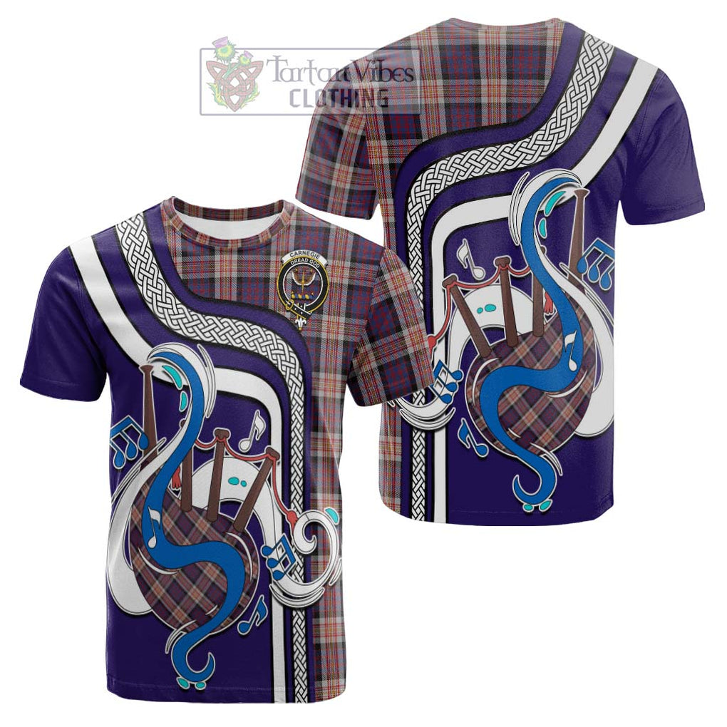 Tartan Vibes Clothing Carnegie Tartan Cotton T-shirt with Epic Bagpipe Style