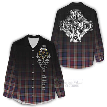 Carnegie Tartan Women's Casual Shirt Featuring Alba Gu Brath Family Crest Celtic Inspired