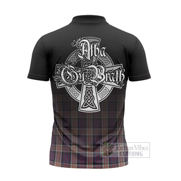 Carnegie Tartan Zipper Polo Shirt Featuring Alba Gu Brath Family Crest Celtic Inspired