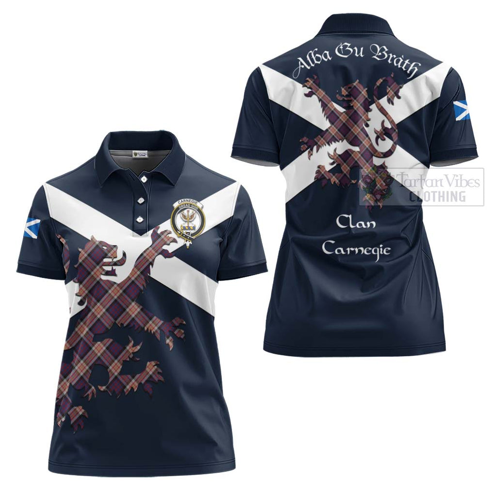 Tartan Vibes Clothing Carnegie Tartan Lion Rampant Women's Polo Shirt – Proudly Display Your Heritage with Alba Gu Brath and Clan Name