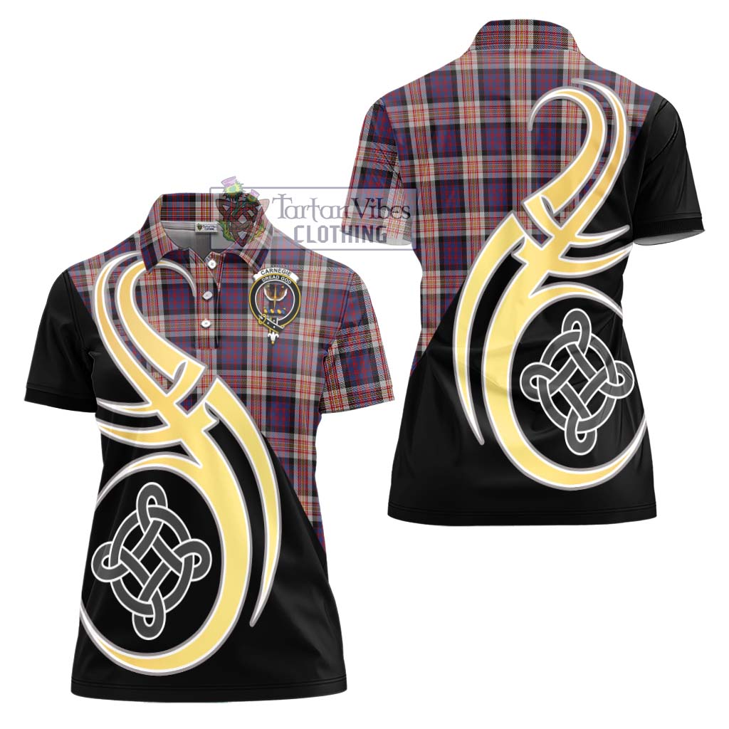 Tartan Vibes Clothing Carnegie Tartan Women's Polo Shirt with Family Crest and Celtic Symbol Style