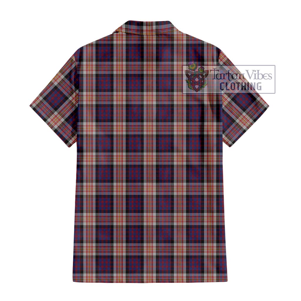 Tartan Vibes Clothing Carnegie Tartan Short Sleeve Button Shirt with Family Crest DNA In Me Style