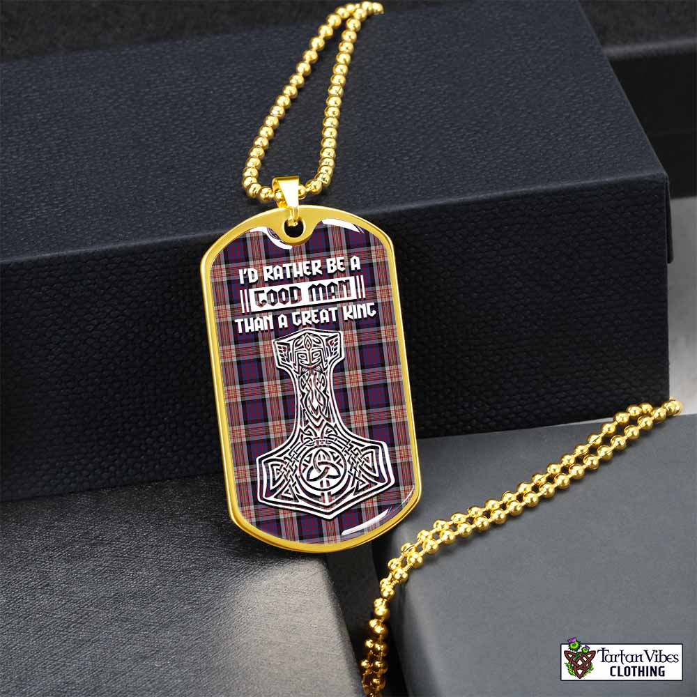 Tartan Vibes Clothing Carnegie Tartan Dog Tag Necklace Viking Mjolnir Style