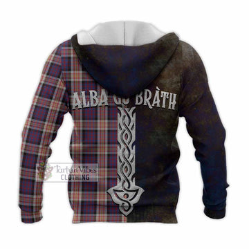 Carnegie Tartan Family Crest Knitted Hoodie Alba Gu Brath Be Brave Lion Ancient Style - Tartan Vibes Clothing