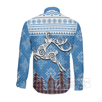 Carnegie Clan Christmas Long Sleeve Button Shirt Celtic Reindeer Style