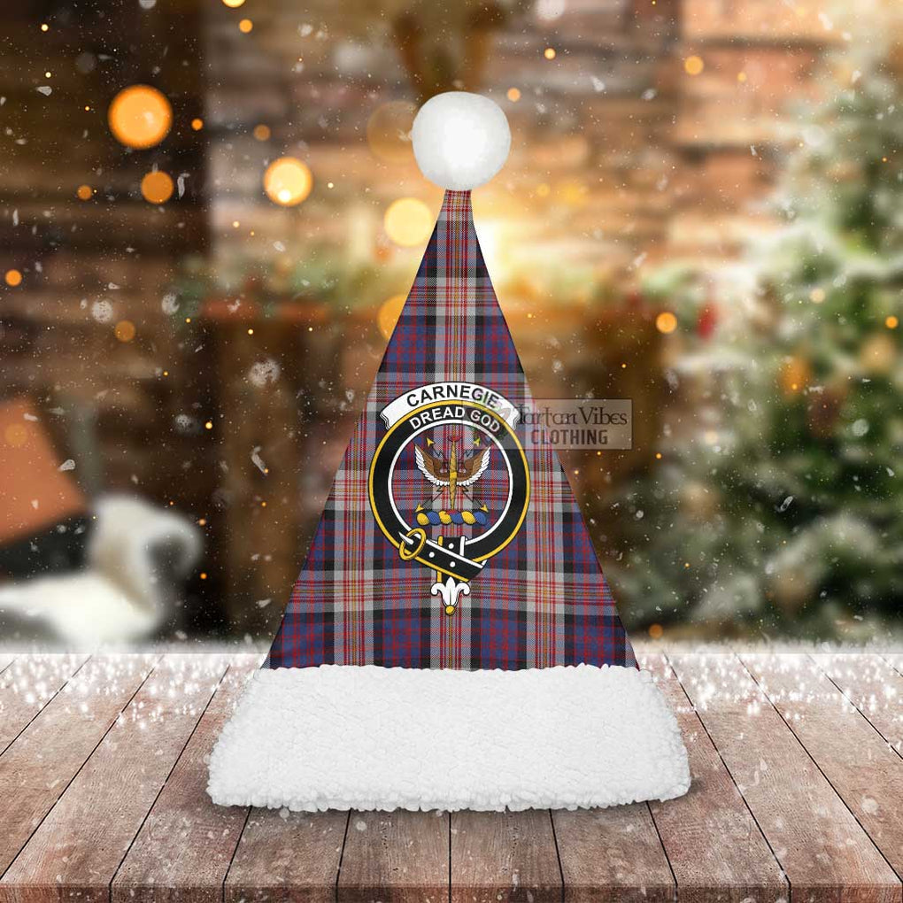 Tartan Vibes Clothing Carnegie Tartan Christmas Santa Hats with Family Crest