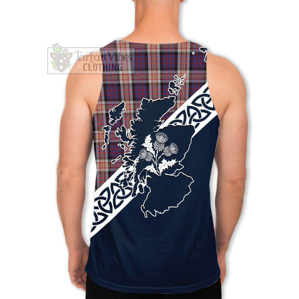 Tartan Vibes Clothing Carnegie Tartan Men's Tank Top Featuring Thistle and Scotland Map