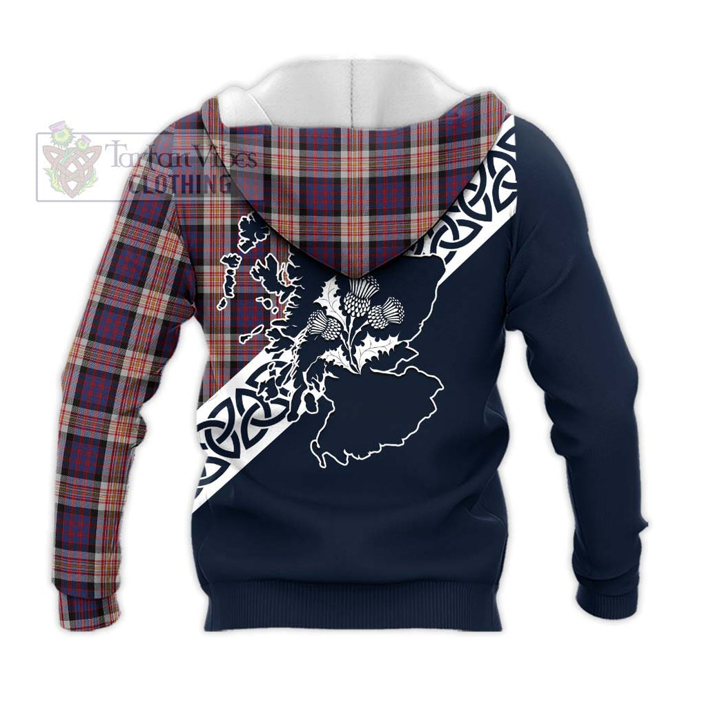 Tartan Vibes Clothing Carnegie Tartan Knitted Hoodie Featuring Thistle and Scotland Map