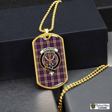 Carnegie Tartan Dog Tag Necklace with Family Crest