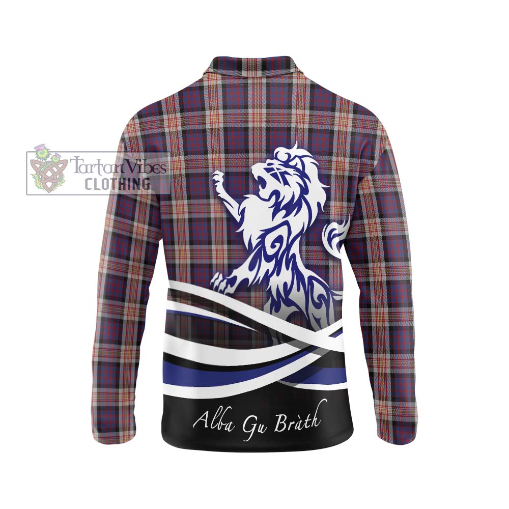 Carnegie Tartan Long Sleeve Polo Shirt with Alba Gu Brath Regal Lion Emblem - Tartanvibesclothing Shop