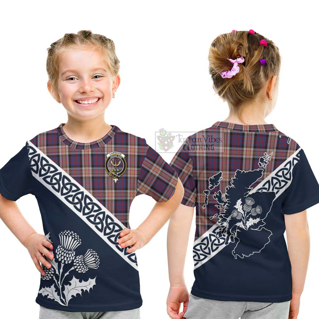 Tartan Vibes Clothing Carnegie Tartan Kid T-Shirt Featuring Thistle and Scotland Map