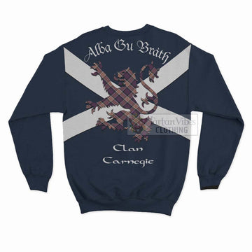 Carnegie Tartan Lion Rampant Sweatshirt  Proudly Display Your Heritage with Alba Gu Brath and Clan Name