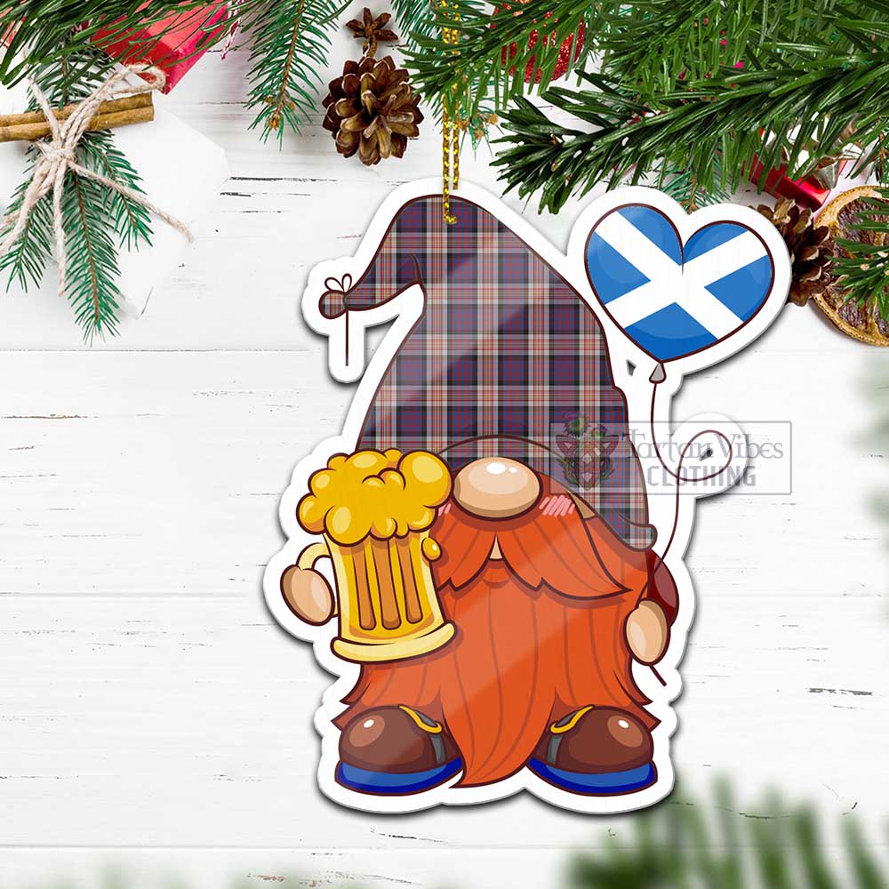 Tartan Vibes Clothing Carnegie Tartan Gnome Holding Beer Glass Christmas Ornament with Personalized National Flag