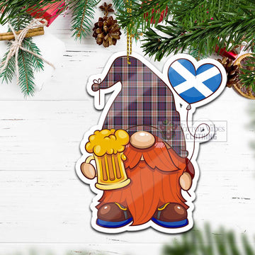 Carnegie Tartan Gnome Holding Beer Glass Christmas Ornament with Personalized National Flag