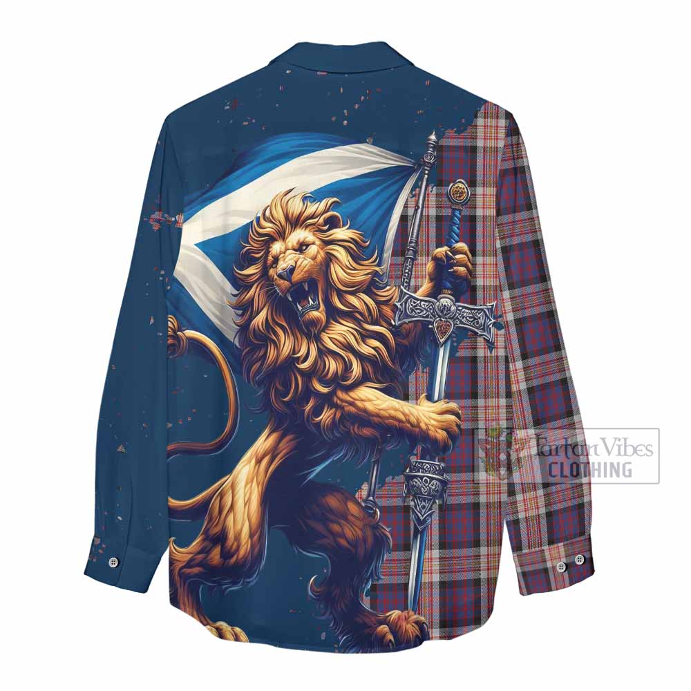 Tartan Vibes Clothing Carnegie Tartan Family Crest Women's Casual Shirt with Scottish Majestic Lion