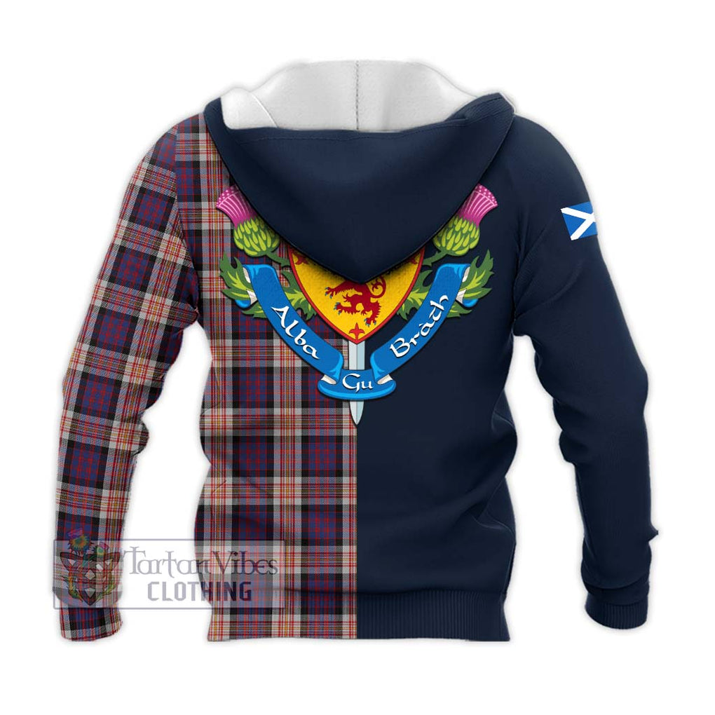 Tartan Vibes Clothing Carnegie Tartan Knitted Hoodie with Scottish Lion Royal Arm Half Style