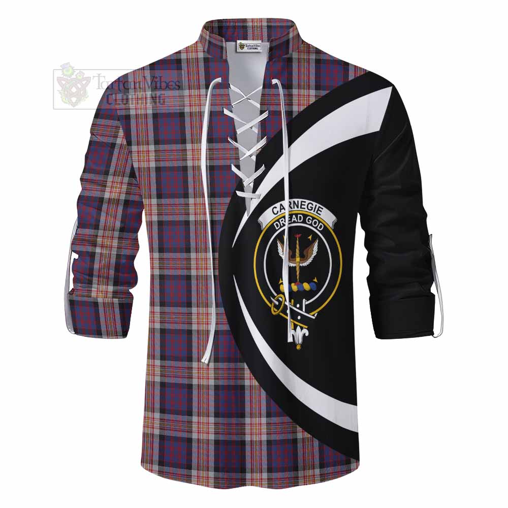 Tartan Vibes Clothing Carnegie Tartan Ghillie Kilt Shirt with Family Crest Circle Style