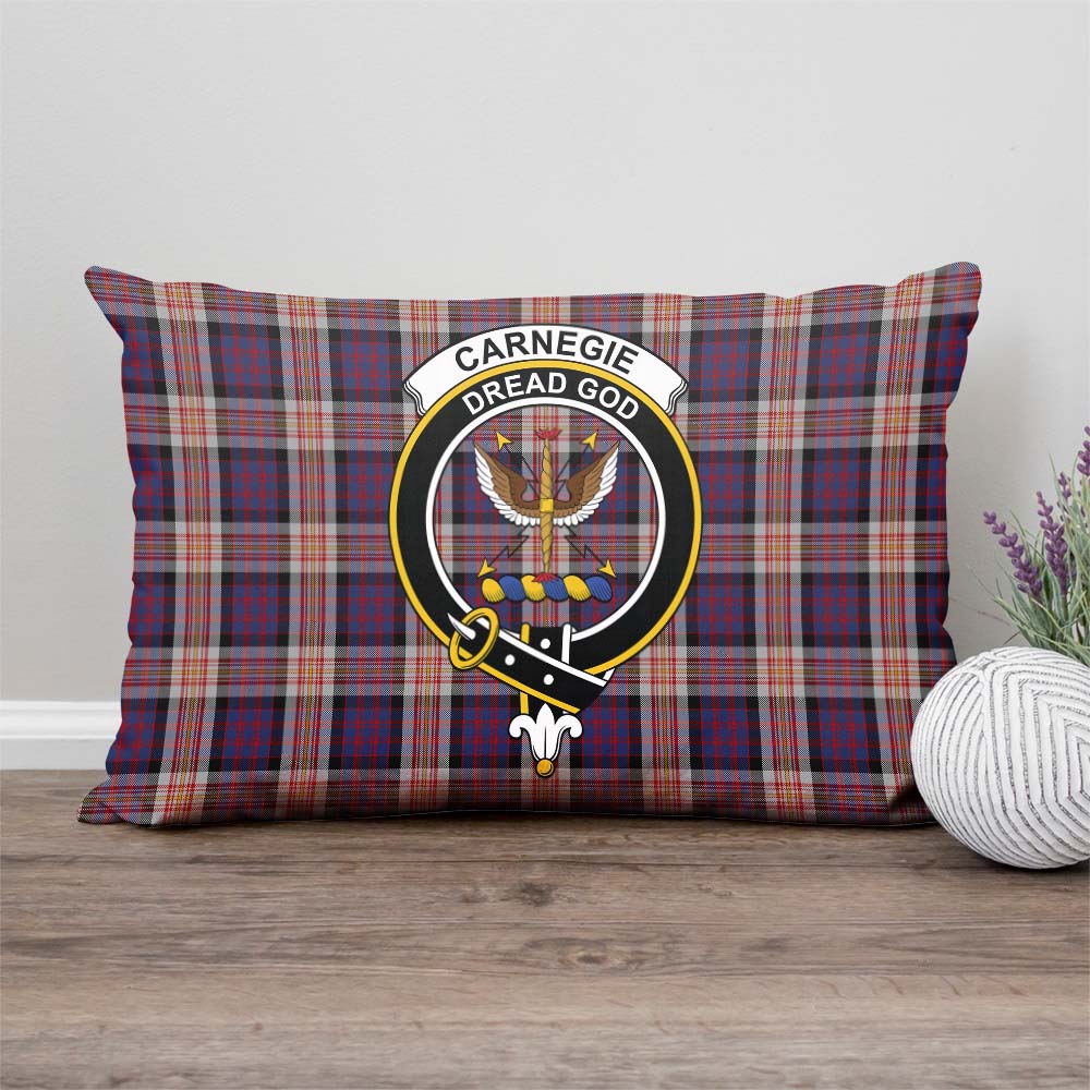 Carnegie Tartan Pillow Cover with Family Crest Rectangle Pillow Cover - Tartanvibesclothing