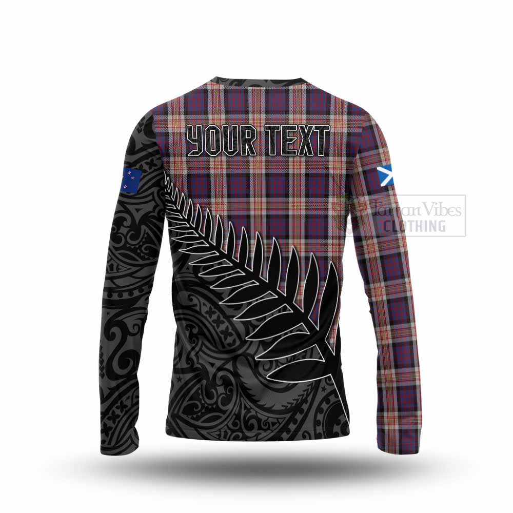 Tartan Vibes Clothing Carnegie Crest Tartan Long Sleeve T-Shirt with New Zealand Silver Fern Half Style