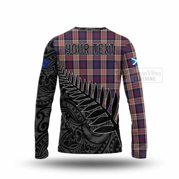 Carnegie Crest Tartan Long Sleeve T-Shirt with New Zealand Silver Fern Half Style