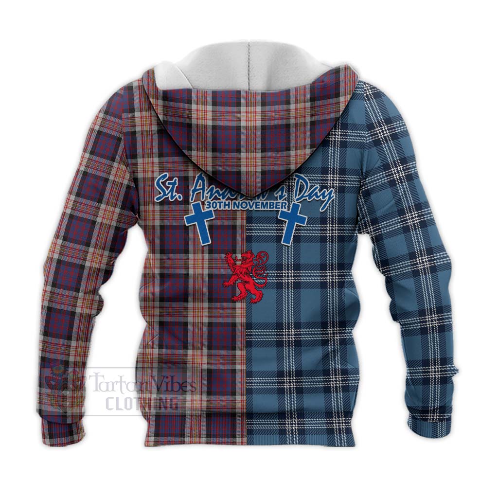 Tartan Vibes Clothing Carnegie Tartan Knitted Hoodie Happy St. Andrew's Day Half Tartan Style