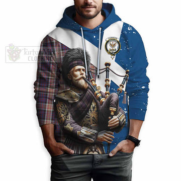 Carnegie Tartan Hoodie with Family Crest Scottish Bagpiper Vibes