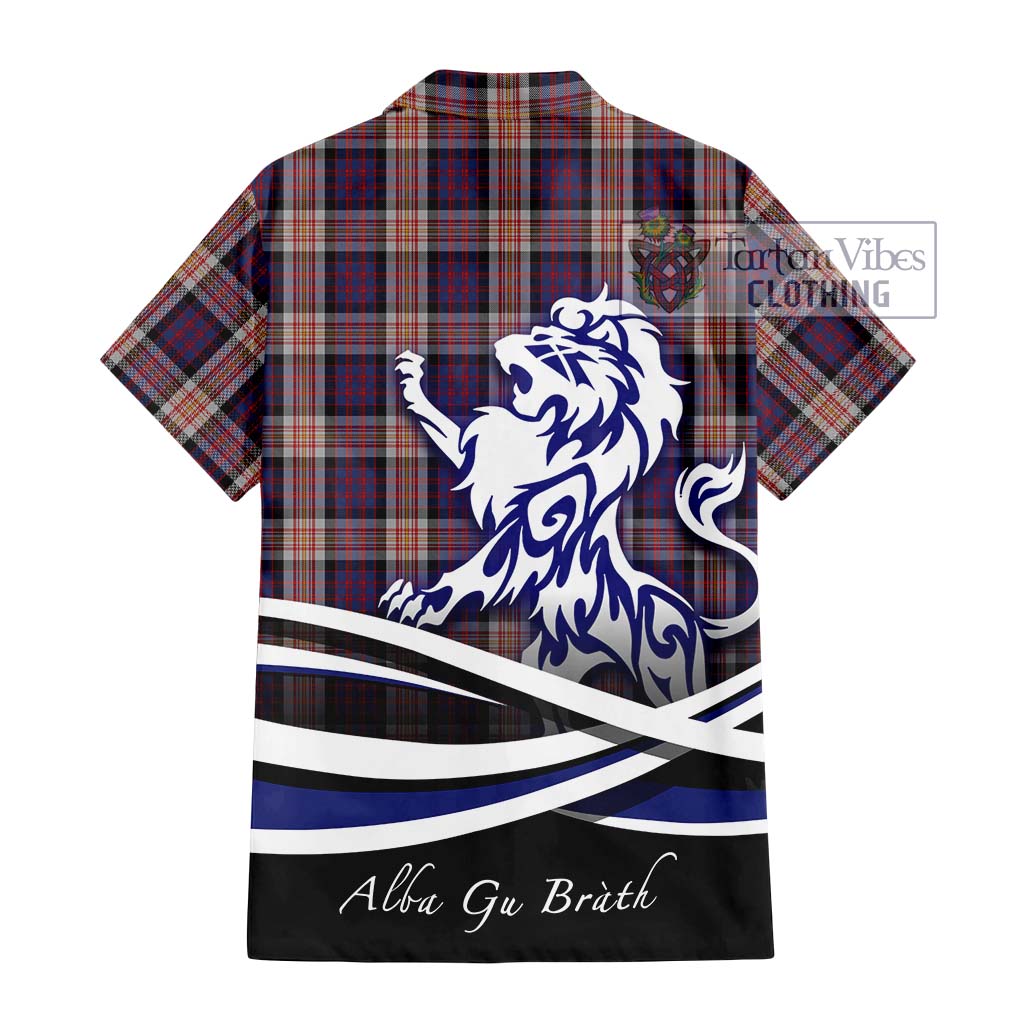 Tartan Vibes Clothing Carnegie Tartan Short Sleeve Button Shirt with Alba Gu Brath Regal Lion Emblem