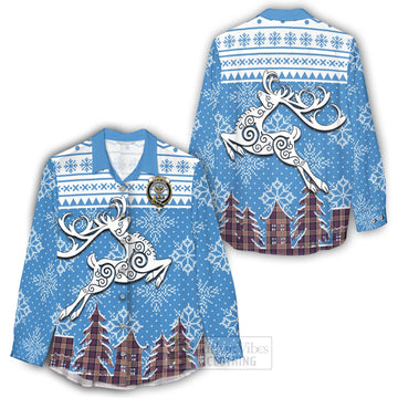 Carnegie Clan Christmas Women's Casual Shirt Celtic Reindeer Style