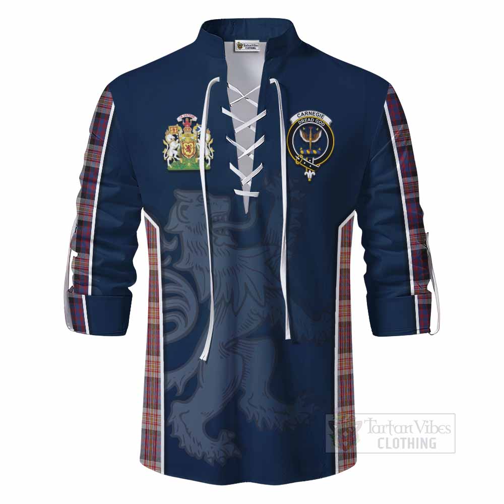 Tartan Vibes Clothing Carnegie Tartan Ghillie Kilt Shirt with Family Crest and Lion Rampant Vibes Sport Style