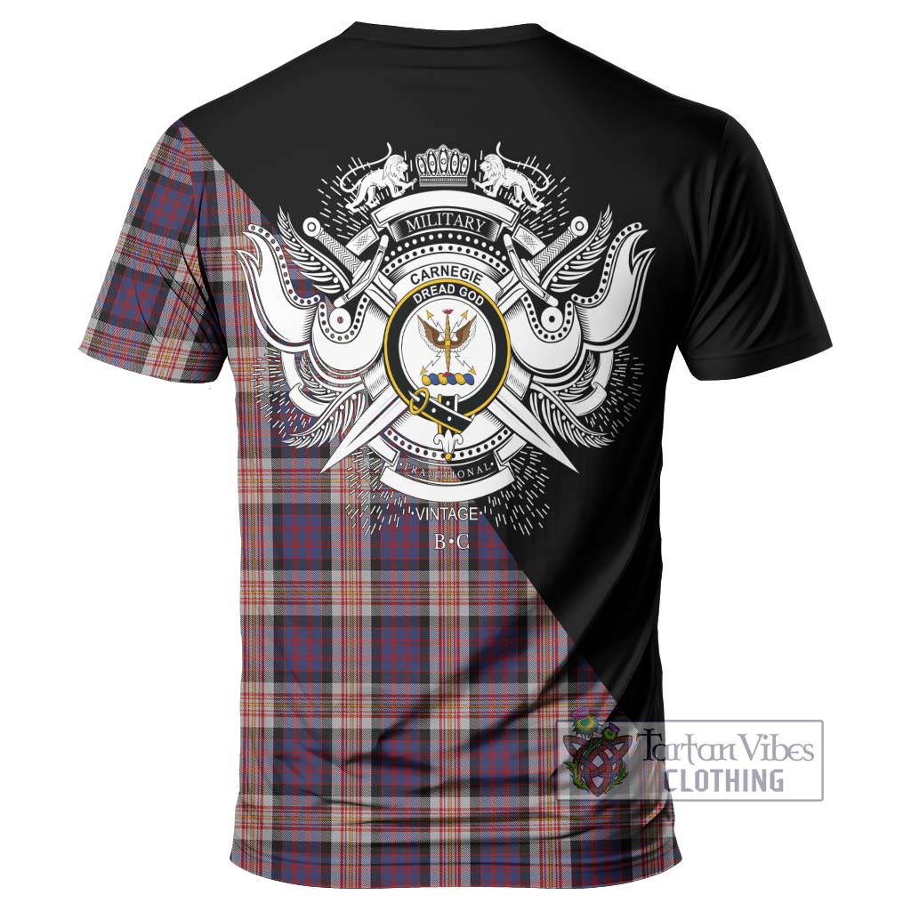 Tartan Vibes Clothing Carnegie Tartan T-Shirt with Family Crest and Military Logo Style