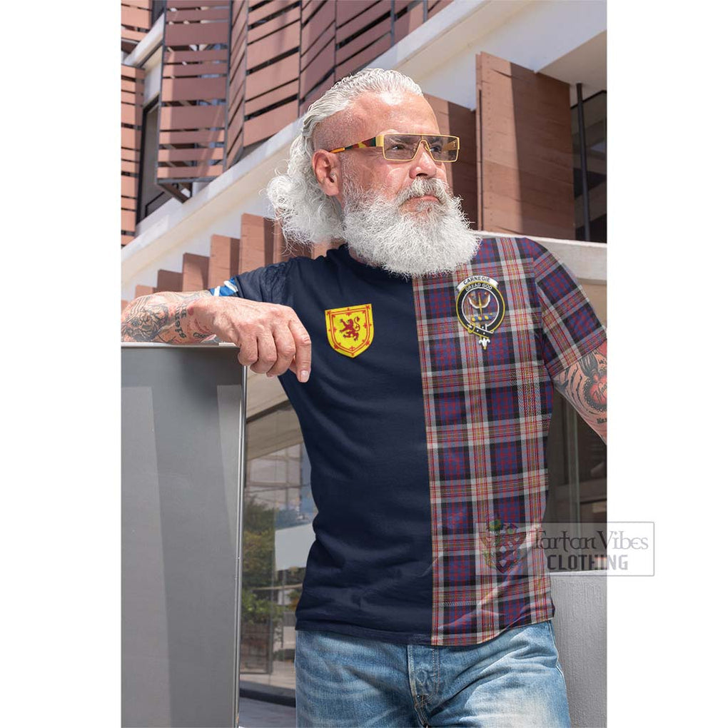 Tartan Vibes Clothing Carnegie Tartan Cotton T-shirt with Scottish Lion Royal Arm Half Style