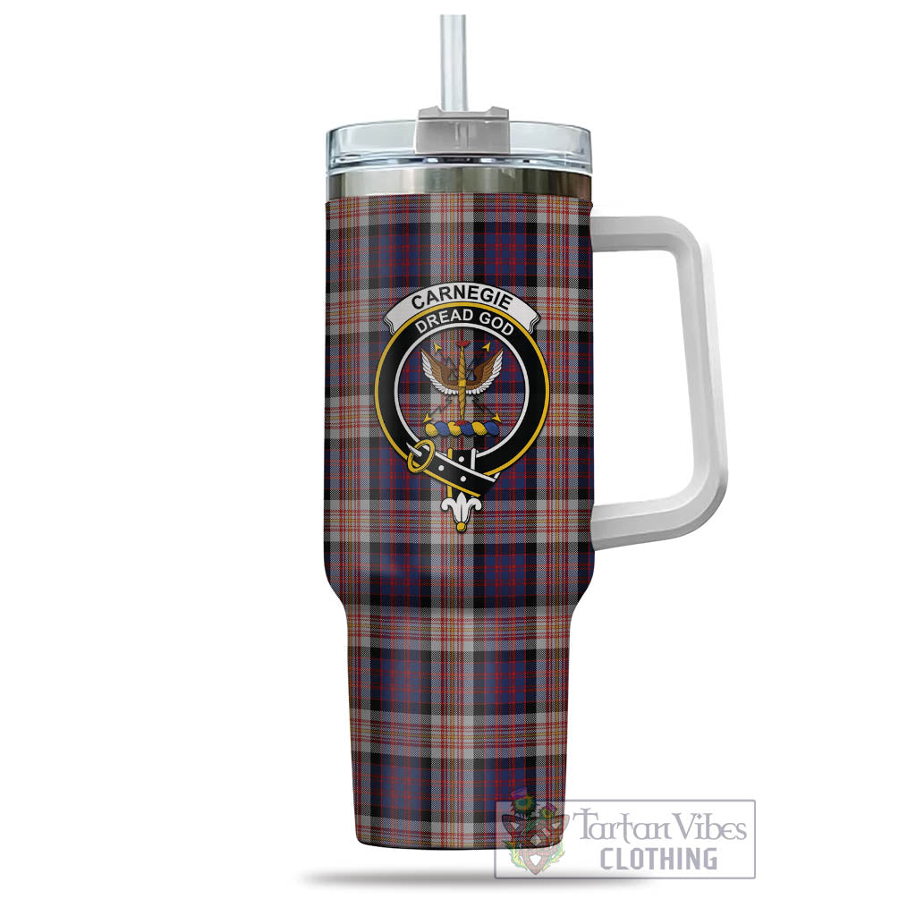 Tartan Vibes Clothing Carnegie Tartan and Family Crest Tumbler with Handle