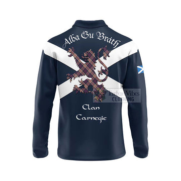 Carnegie Tartan Lion Rampant Long Sleeve Polo Shirt  Proudly Display Your Heritage with Alba Gu Brath and Clan Name